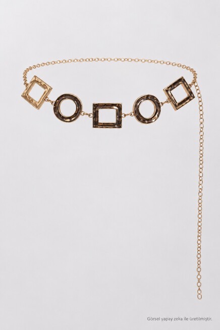 Kare Yuvarlak Metal Zincir Kemer GOLD LKM0018
