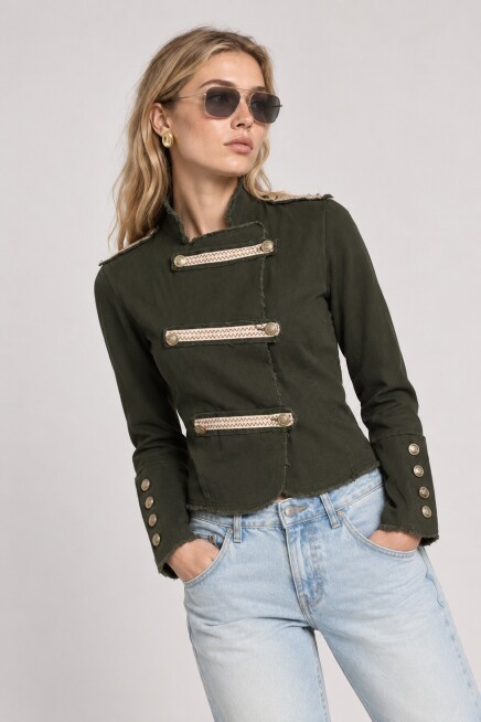 Napolyon Düğmeli Gabardin Ceket 1606 HAKİ LKİ0055