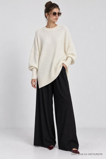 Oversize Basic Triko Kazak EKRU LKİ0072