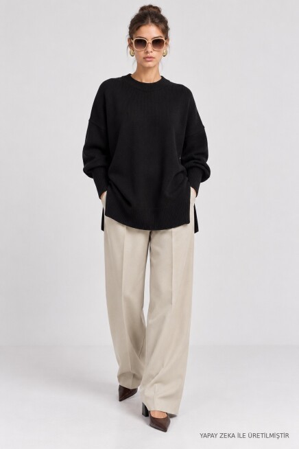 Oversize Basic Triko Kazak SİYAH LKİ0072