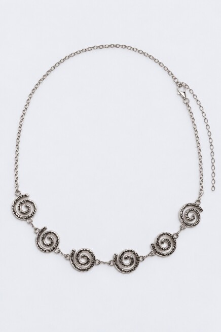 Spiral Sarmal Motifli Metal Zincir Kemer GÜMÜŞ LKU0003