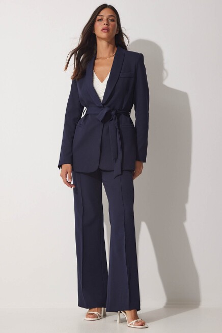 KUŞAKLI CEKET PANTOLON TAKIM