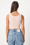 2li Kare Yaka Askılı Fitilli Crop Örme Bluz SİYAH PUDRA LBF0002