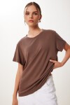 2’li Paket Basic Modal Örme T-shirt VİZON KAHVERENGİ HFN0002