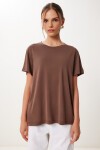 2’li Paket Basic Modal Örme T-shirt VİZON KAHVERENGİ HFN0002