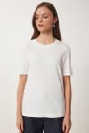 2li Paket Pamuklu Basic Örme T-shirt BORDO BEYAZ LAG0002