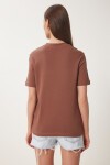 2li Paket Pamuklu Basic Örme T-shirt BORDO KAHVERENGİ LAG0002