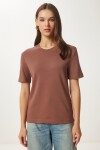 2li Paket Pamuklu Basic Örme T-shirt KAHVERENGİ BİSKÜVİ LAG0002