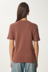 2li Paket Pamuklu Basic Örme T-shirt KAHVERENGİ BİSKÜVİ LAG0002