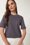2li Paket Pamuklu Basic Örme T-shirt SİYAH FÜME LAG0002