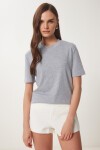2li Paket Pamuklu Basic Örme T-shirt SİYAH GRİ MELANJ LAG0002