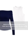 Açık Omuzlu Atletli Örme Bluz LACİVERT LAX0009