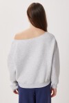 Açık Omuzlu Şardonlu Örme Sweatshirt GRİ MELANJ LAN0076