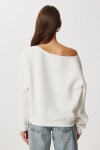 Açık Omuzlu Şardonlu Örme Sweatshirt KEMİK LAN0076