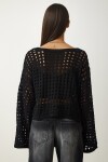 Ajurlu Crop Triko Kazak SİYAH LAS0006