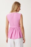 Anvelop Yaka Esnek Örme Bluz PEMBE LAN0036