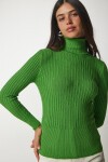 Balıkçı Yaka Fitilli Basic Kazak AÇIK YEŞİL LBV0029