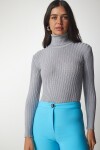 Balıkçı Yaka Fitilli Basic Kazak GRİ LBV0029