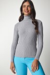 Balıkçı Yaka Fitilli Basic Kazak GRİ LBV0029