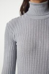 Balıkçı Yaka Fitilli Basic Kazak GRİ LBV0029