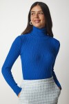 Balıkçı Yaka Fitilli Basic Kazak MAVİ LBV0029