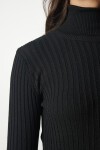 Balıkçı Yaka Fitilli Basic Kazak SİYAH LBV0029