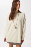 Balıkçı Yaka Oversize Triko Kazak KREM LBV0011