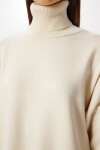 Balıkçı Yaka Oversize Triko Kazak KREM LBV0011