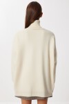 Balıkçı Yaka Oversize Triko Kazak KREM LBV0011
