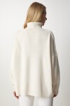 Balıkçı Yaka Oversize Triko Kazak KREM LBV0011