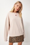 Basic Mevsimlik Modal Örme Sweatshirt KREM LAN0012
