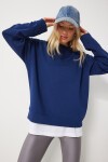 Basic Mevsimlik Modal Örme Sweatshirt LACİVERT LAN0012