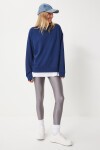 Basic Mevsimlik Modal Örme Sweatshirt LACİVERT LAN0012