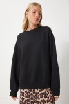 Basic Mevsimlik Modal Örme Sweatshirt SİYAH LAN0012