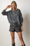 Bisiklet Yaka Oversize Triko Kazak GRİ LBV0019