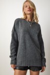 Bisiklet Yaka Oversize Triko Kazak GRİ LBV0019