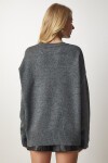 Bisiklet Yaka Oversize Triko Kazak GRİ LBV0019