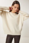 Bisiklet Yaka Oversize Triko Kazak KREM LBV0019