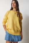 Bisiklet Yaka Oversize Triko Kazak SARI LBV0019