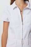 Cepli Esnek Denim Tulum BEYAZ LAC0006
