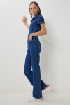 Cepli Esnek Denim Tulum KOYU MAVİ LAC0005