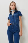 Cepli Esnek Denim Tulum KOYU MAVİ LAC0005