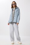 Çıkarılabilir Kapüşonlu Cepli Denim Ceket AÇIK MAVİ LAN0057