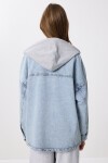 Çıkarılabilir Kapüşonlu Cepli Denim Ceket AÇIK MAVİ LAN0057