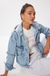 Çıkarılabilir Kapüşonlu Denim Ceket AÇIK MAVİ LAN0072