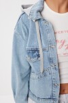 Çıkarılabilir Kapüşonlu Denim Ceket AÇIK MAVİ LAN0072