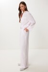 Çizgili Dokuma Gömlek Pantolon Takım PEMBE KEMİK HFN0005