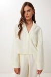 Çizgili Dokuma Gömlek Pantolon Takım SARI KEMİK HFN0005