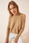 Cut Out Detaylı Oversize Triko Kazak BİSKÜVİ LAS0003