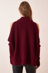 Cut Out Detaylı Oversize Triko Kazak BORDO LAS0003